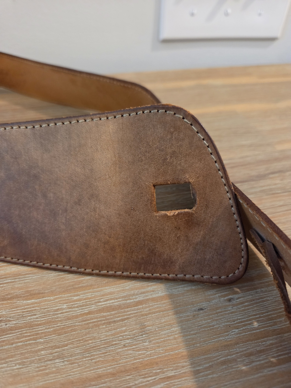 Vintage Wide Tan Genuine Leather Waist Belt with Boho Western Tooth Buckle - Picture 5 of 8
